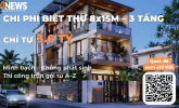 Chi phí xây biệt thự 8x15m 3 tầng hiện đại trọn gói [Cập nhật mới nhất]